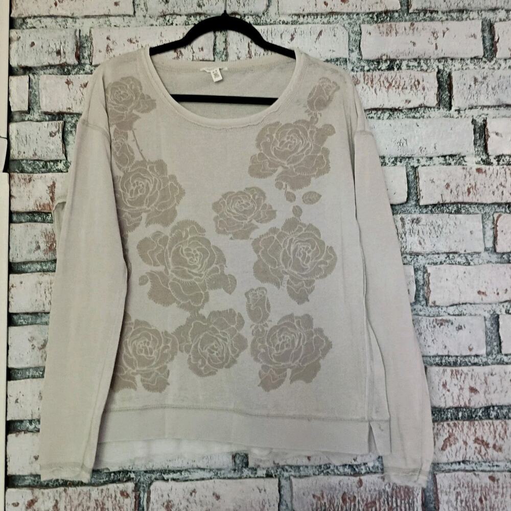 Aéropostale x Bethany Mota Rose Patterned Sweater Womens Size M Grey White